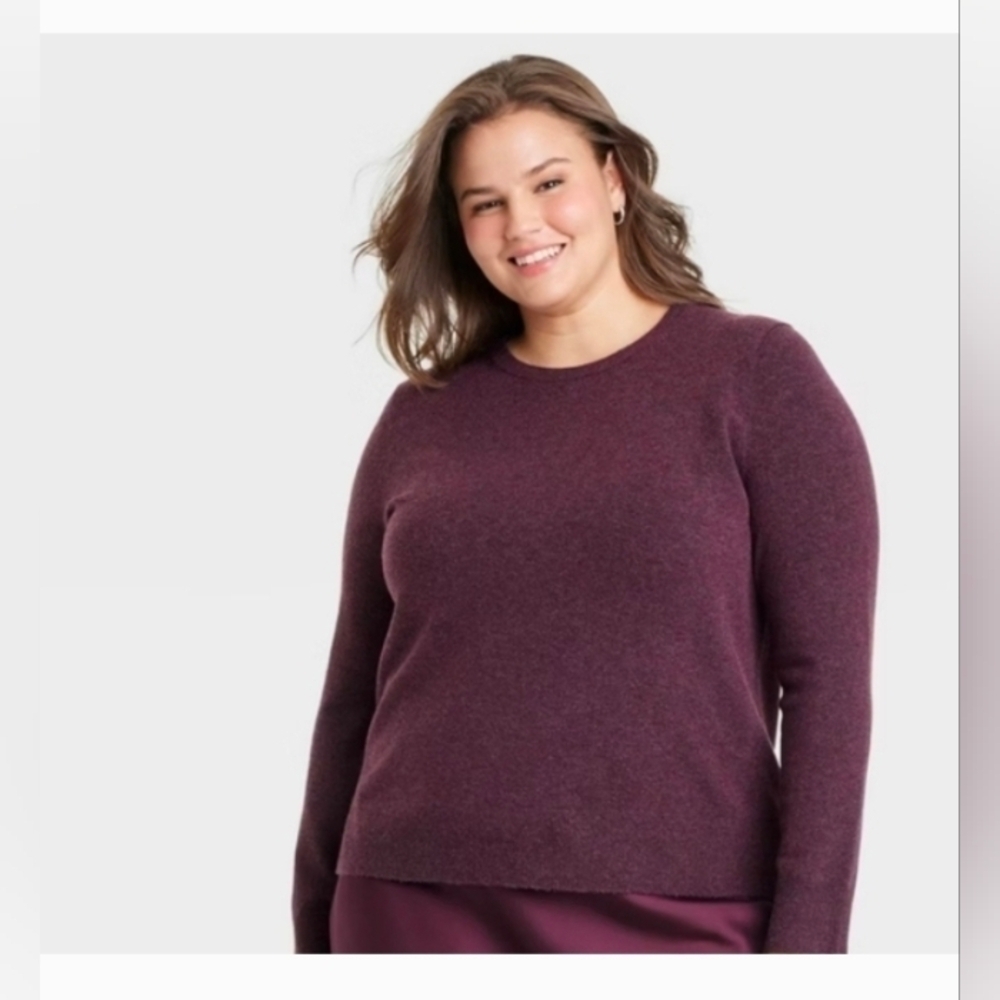 A New Day Women's Cozy Knit Pullover Sweater Burgundy Size 3X